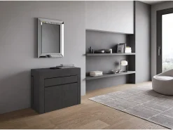 Sale ITAMOBY Mesa consola extensível 90x42/302 cm Evolve Antracite Espatulado extensões internas com banco inferior e superior Cinzento