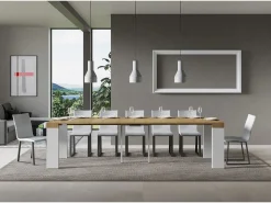 Consola|ITAMOBY Mesa consola extensível 90x40/300 cm Roxell Mix plano Carvalho Natural - estrutura Cinza Branca Natural claro / Branco