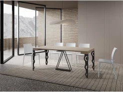 Consola*Ityhome Mesa consola extensível 90x40/196 cm Aceres Small caxemira quadro antracite Cinzento