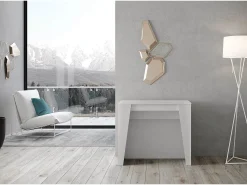 Discount Ityhome Mesa consola extensível 90x48/296 cm Bakari cinza branca Branco