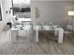Discount Ityhome Mesa consola extensível 90x48/296 cm Bakari cinza branca Branco