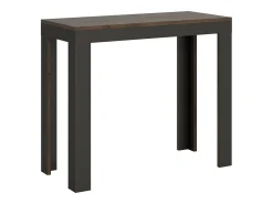Consola*ITAMOBY Mesa consola extensível 90x40/300 cm Linea Evolution Nogueira quadro Antracite Natural escuro