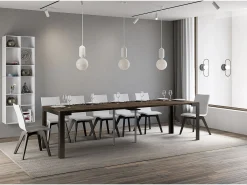 Consola*ITAMOBY Mesa consola extensível 90x40/300 cm Linea Evolution Nogueira quadro Antracite Natural escuro