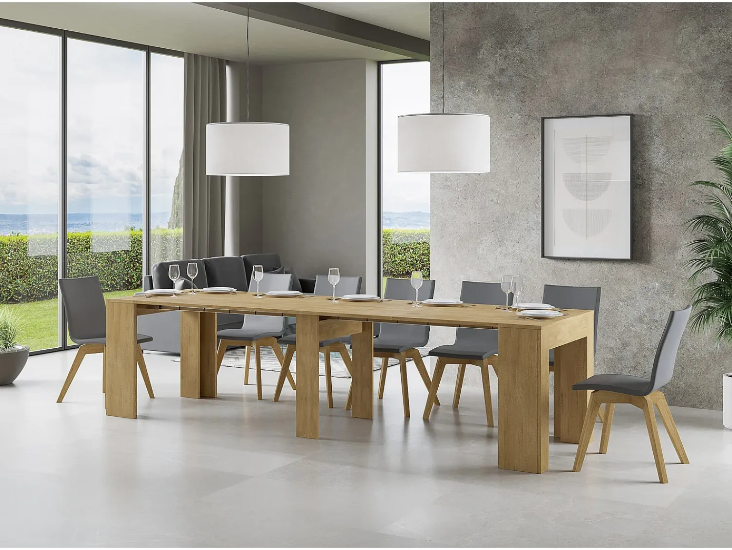 New ITAMOBY Mesa consola extensível 90x49/307 cm Extra Carvalho Natural extensões internas Castanho