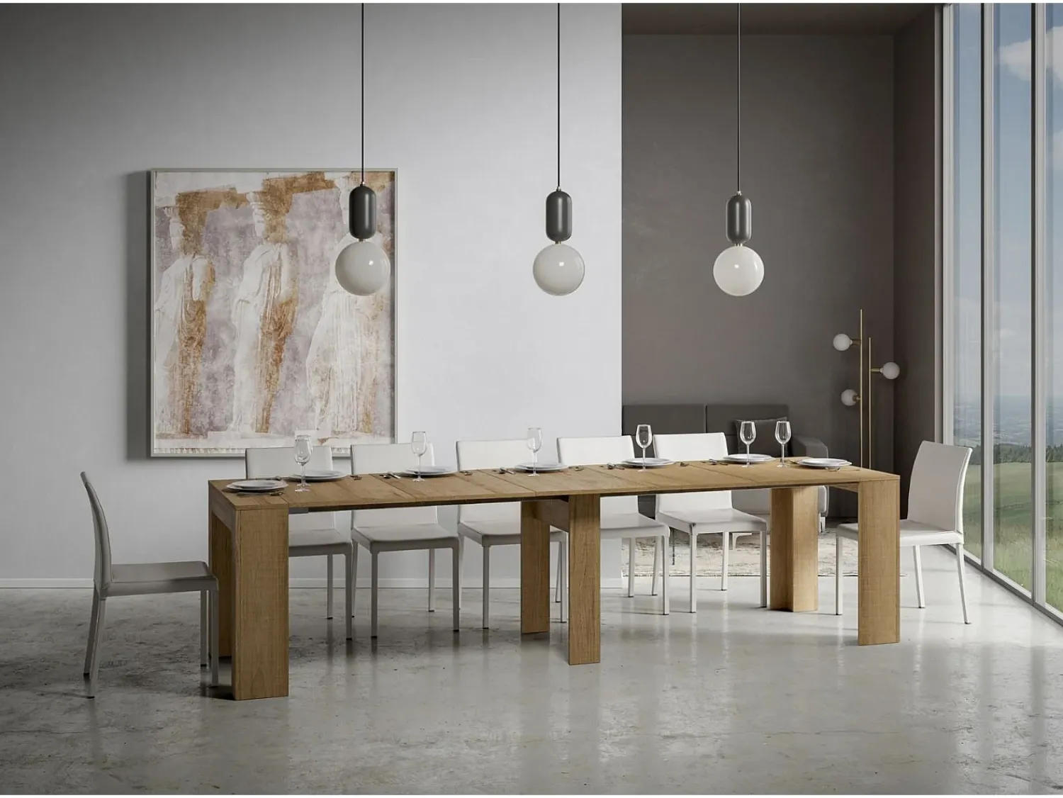ITAMOBY Mesa consola extensível 90x42/302 cm Modem Carvalho Natural^ Consola