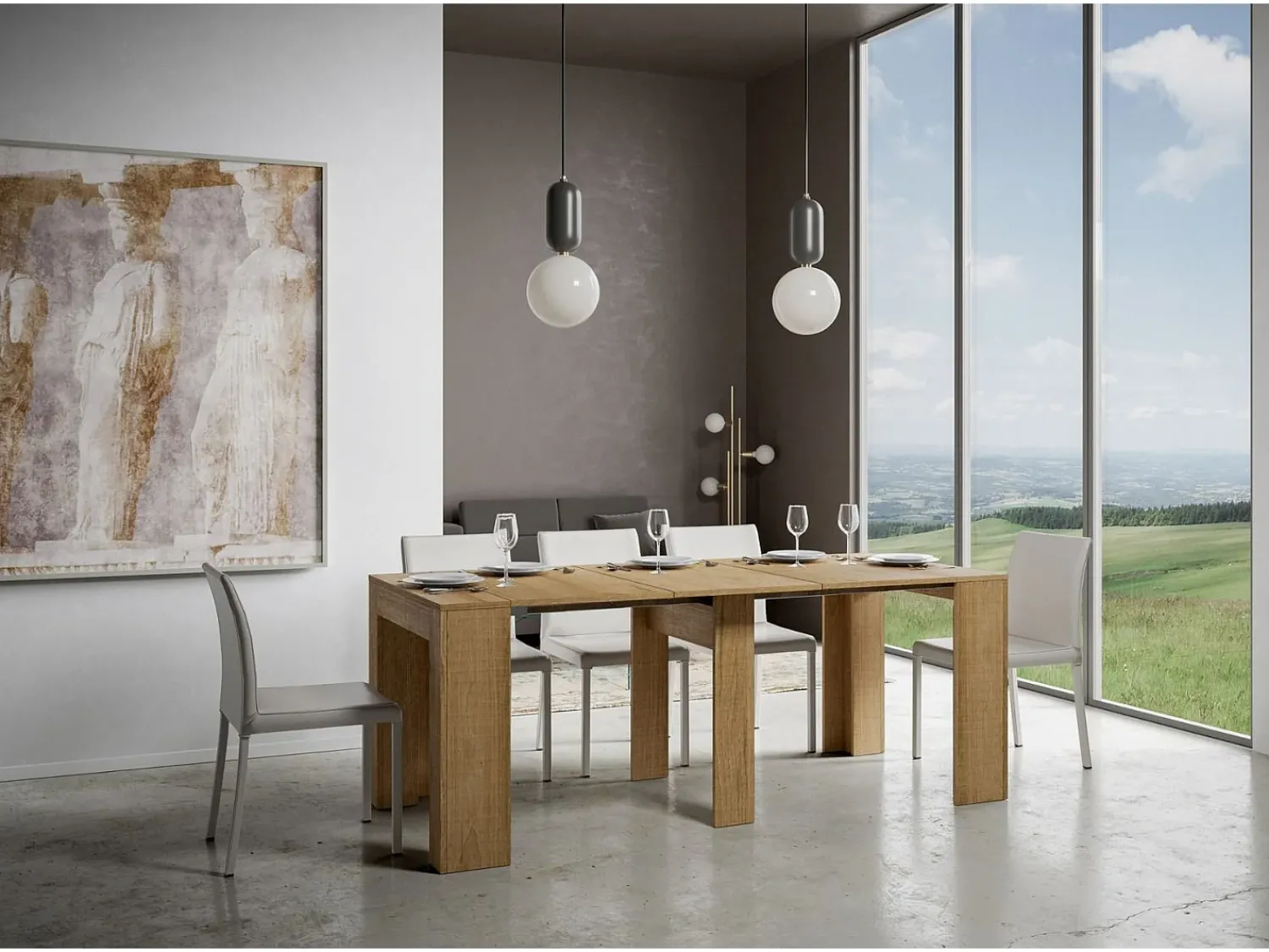 ITAMOBY Mesa consola extensível 90x42/302 cm Modem Carvalho Natural^ Consola