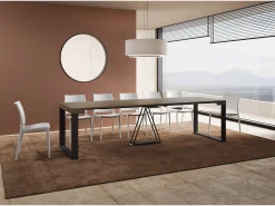 Consola*Ityhome Mesa consola extensível 90x40/300cm Sketa tortora quadro antracite Castanho