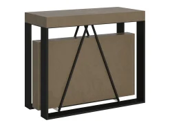 Consola*Ityhome Mesa consola extensível 90x40/300cm Sketa tortora quadro antracite Castanho