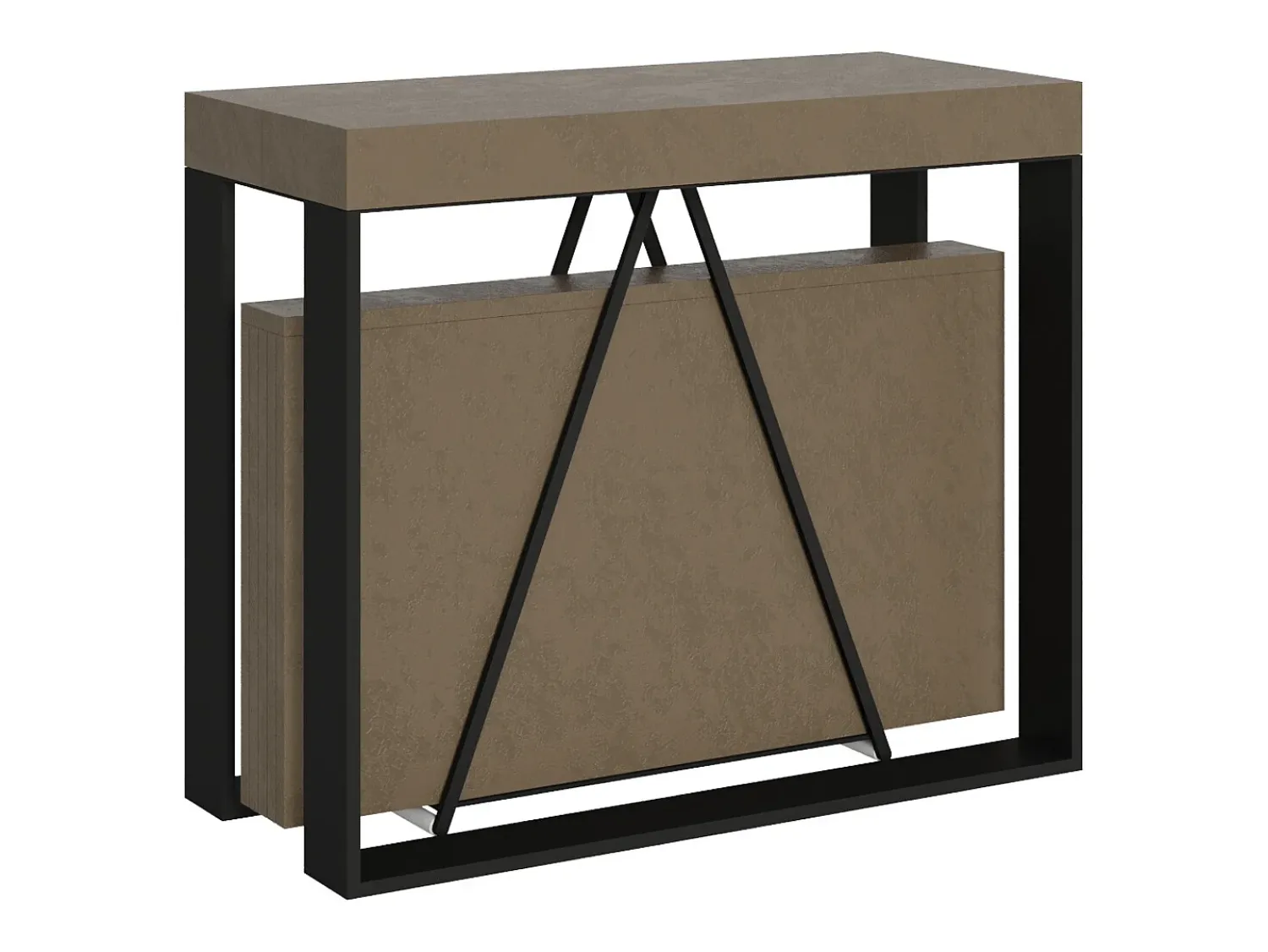 Consola*Ityhome Mesa consola extensível 90x40/300cm Sketa tortora quadro antracite Castanho