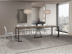Consola*Ityhome Mesa consola extensível 90x40/300cm Zamat tortora quadro antracite Castanho