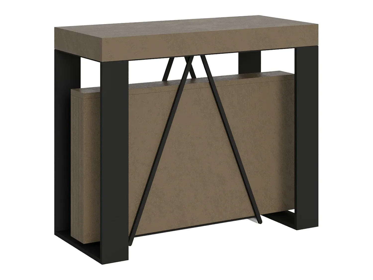 Consola*Ityhome Mesa consola extensível 90x40/300cm Zamat tortora quadro antracite Castanho