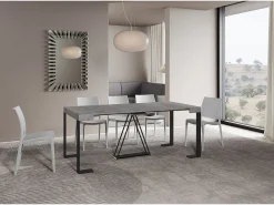 Consola*Ityhome Mesa consola extensível 90x40/300cm Zamat cimento quadro antracite Cinzento