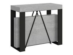 Consola*Ityhome Mesa consola extensível 90x40/300cm Zamat cimento quadro antracite Cinzento