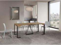 Consola|Ityhome Mesa consola extensível 90x40/300cm Zamat carvalho natural quadro antracite Castanho