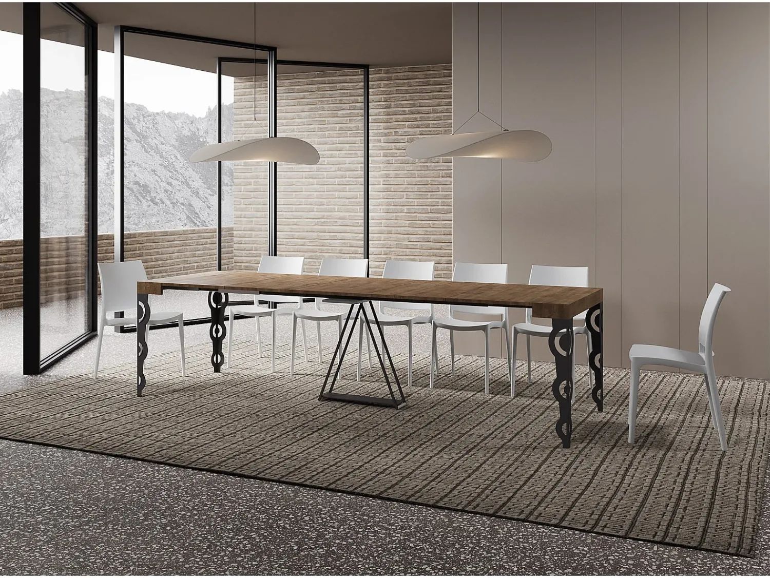 Consola|Ityhome Mesa consola extensível 90x40/300cm Aceres nogueira quadro antracite Castanho