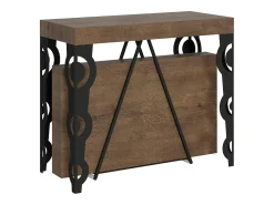 Consola|Ityhome Mesa consola extensível 90x40/300cm Aceres nogueira quadro antracite Castanho