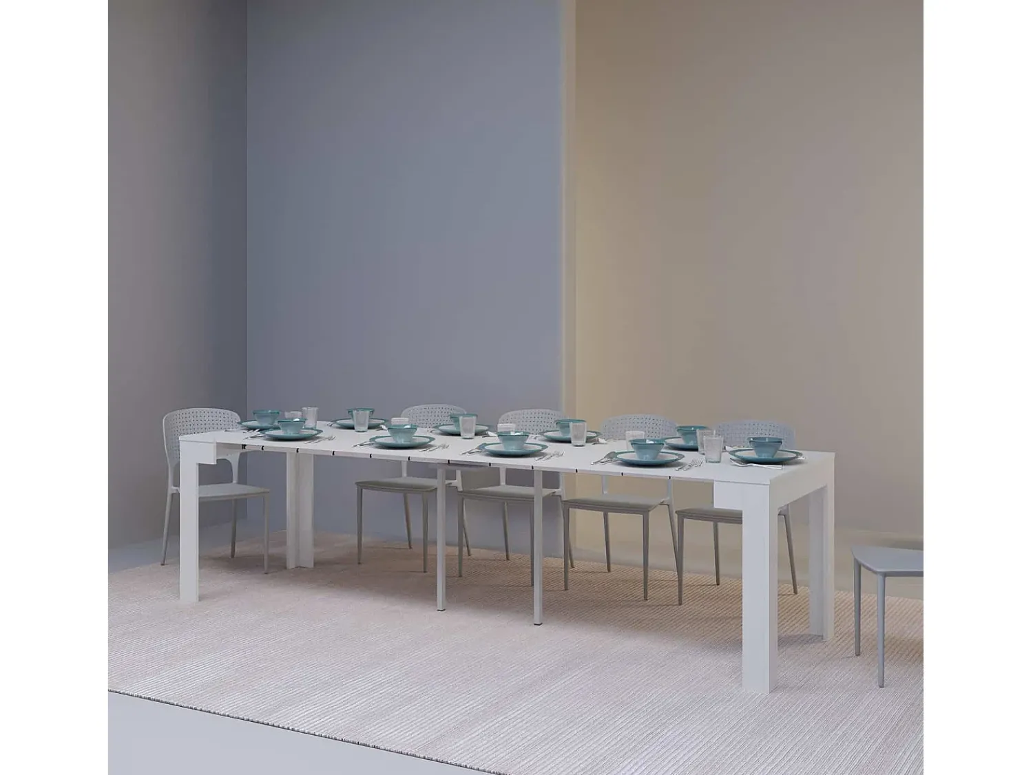 Consola|Ityhome Mesa consola extensível 90x42/290cm Cayman cinza branca Branco