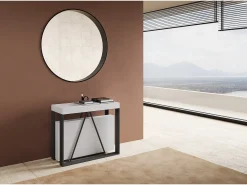 Online Ityhome Mesa consola extensível 90x40/300cm Sketa cinza branca quadro antracite Branco