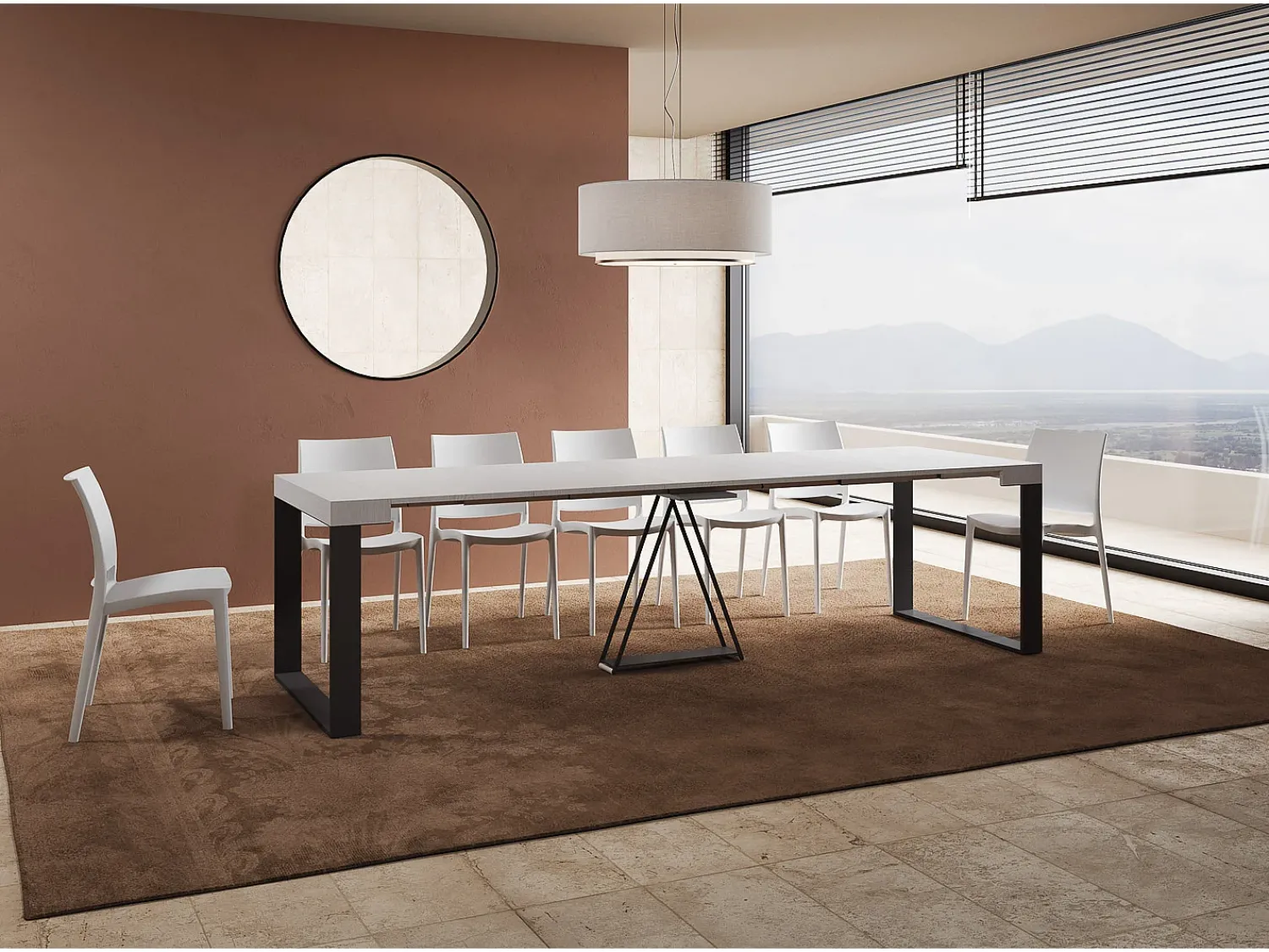 Online Ityhome Mesa consola extensível 90x40/300cm Sketa cinza branca quadro antracite Branco