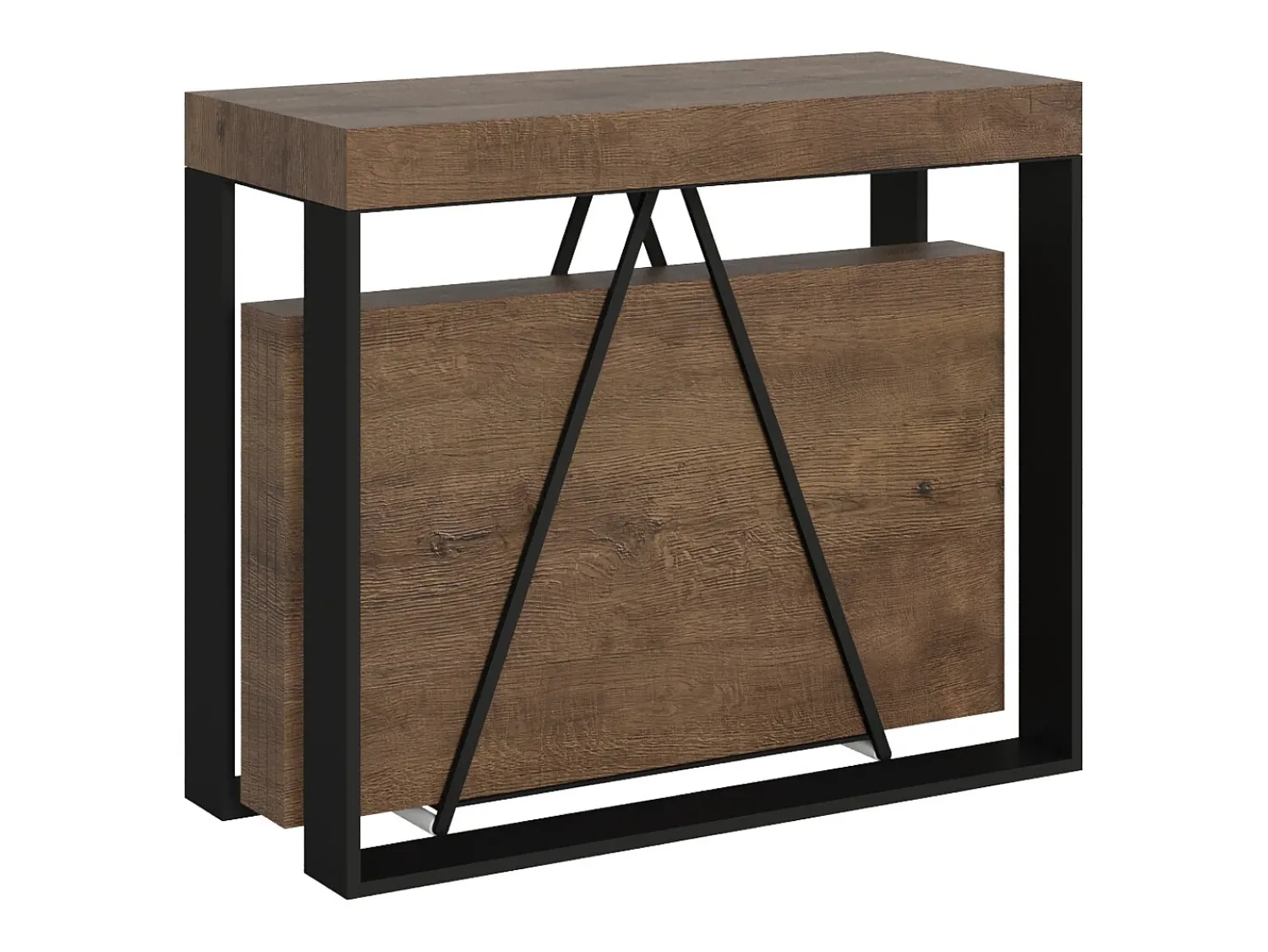 Consola|Ityhome Mesa consola extensível 90x40/300cm Sketa nogueira quadro antracite Castanho
