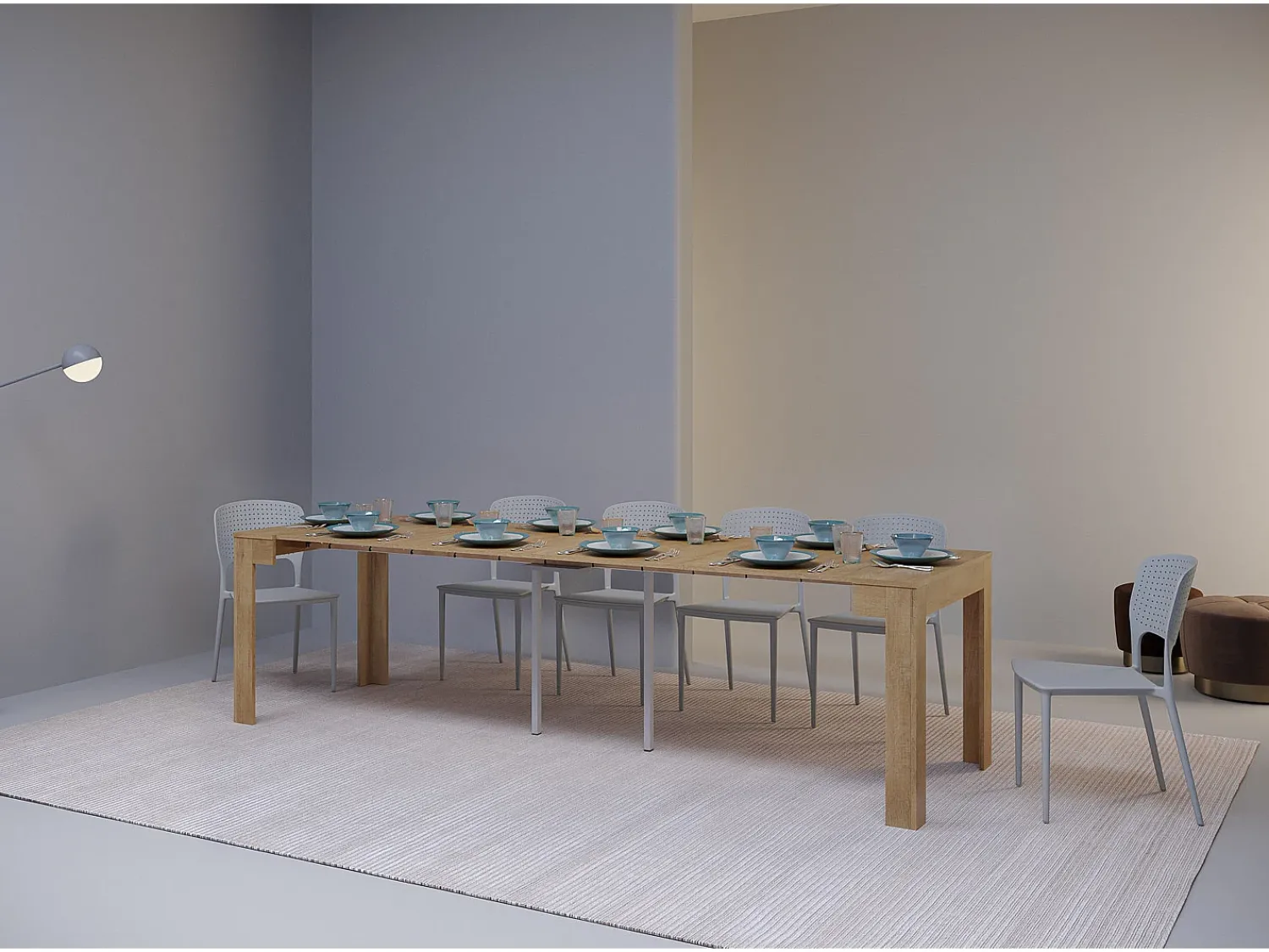 Ityhome Mesa consola extensível 90x42/290cm Cayman carvalho natural^ Consola