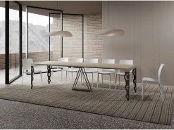Consola*Ityhome Mesa consola extensível 90x40/300cm Aceres caxemira quadro antracite Cinzento