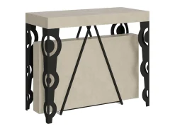 Consola*Ityhome Mesa consola extensível 90x40/300cm Aceres caxemira quadro antracite Cinzento
