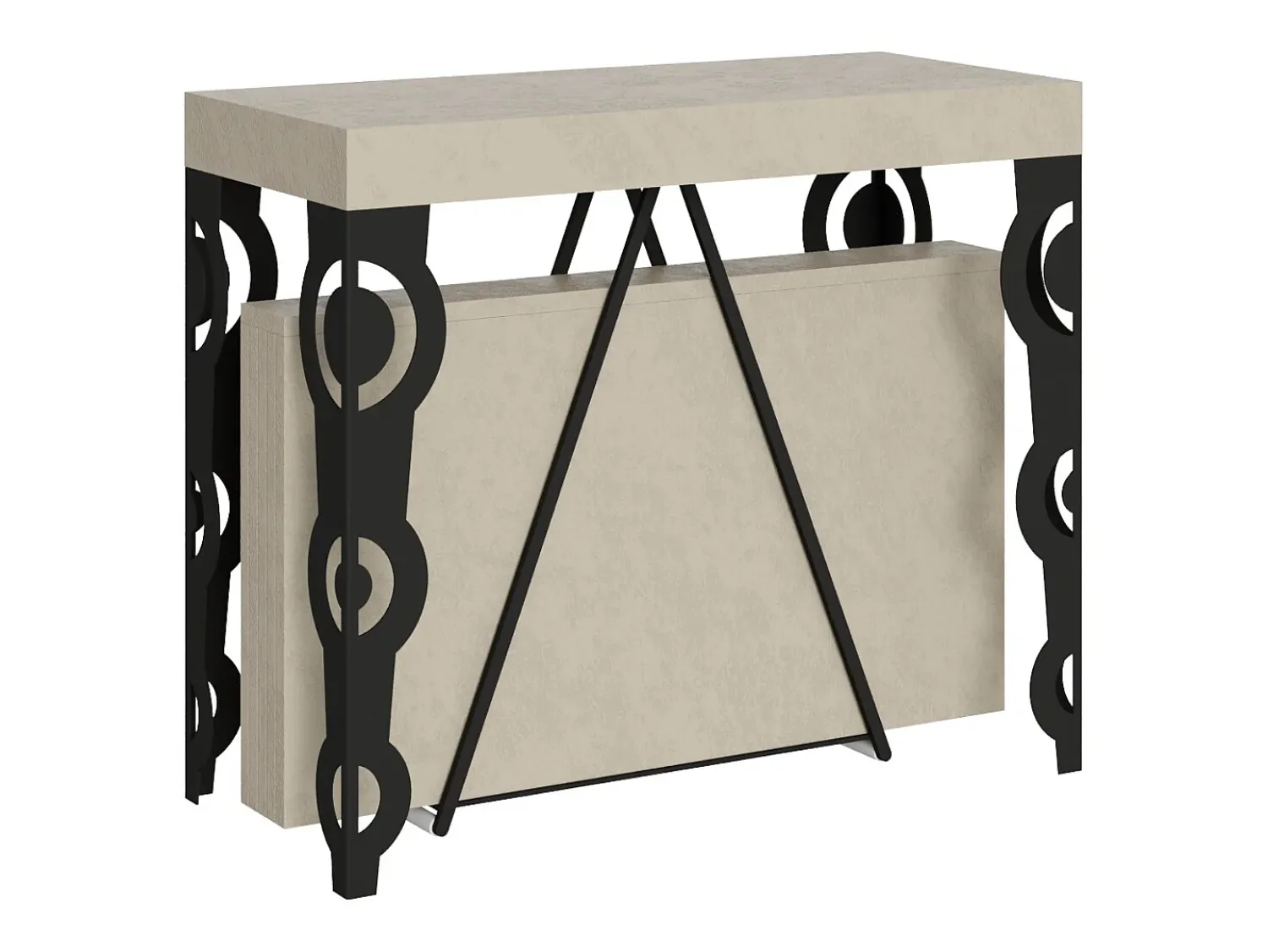 Consola*Ityhome Mesa consola extensível 90x40/300cm Aceres caxemira quadro antracite Cinzento