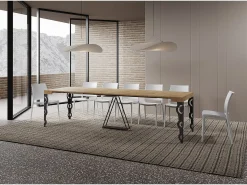 Ityhome Mesa consola extensível 90x40/300cm Aceres carvalho natural quadro antracite Castanho