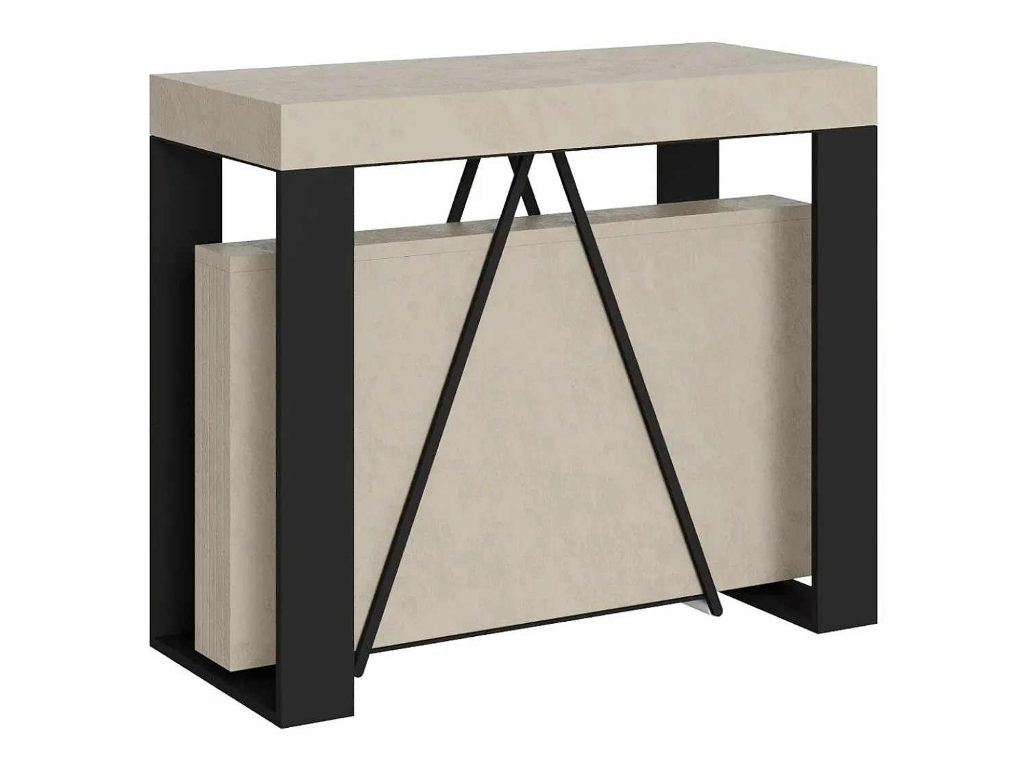 Consola|Ityhome Mesa consola extensível 90x40/300cm Zamat caxemira quadro antracite Cinzento