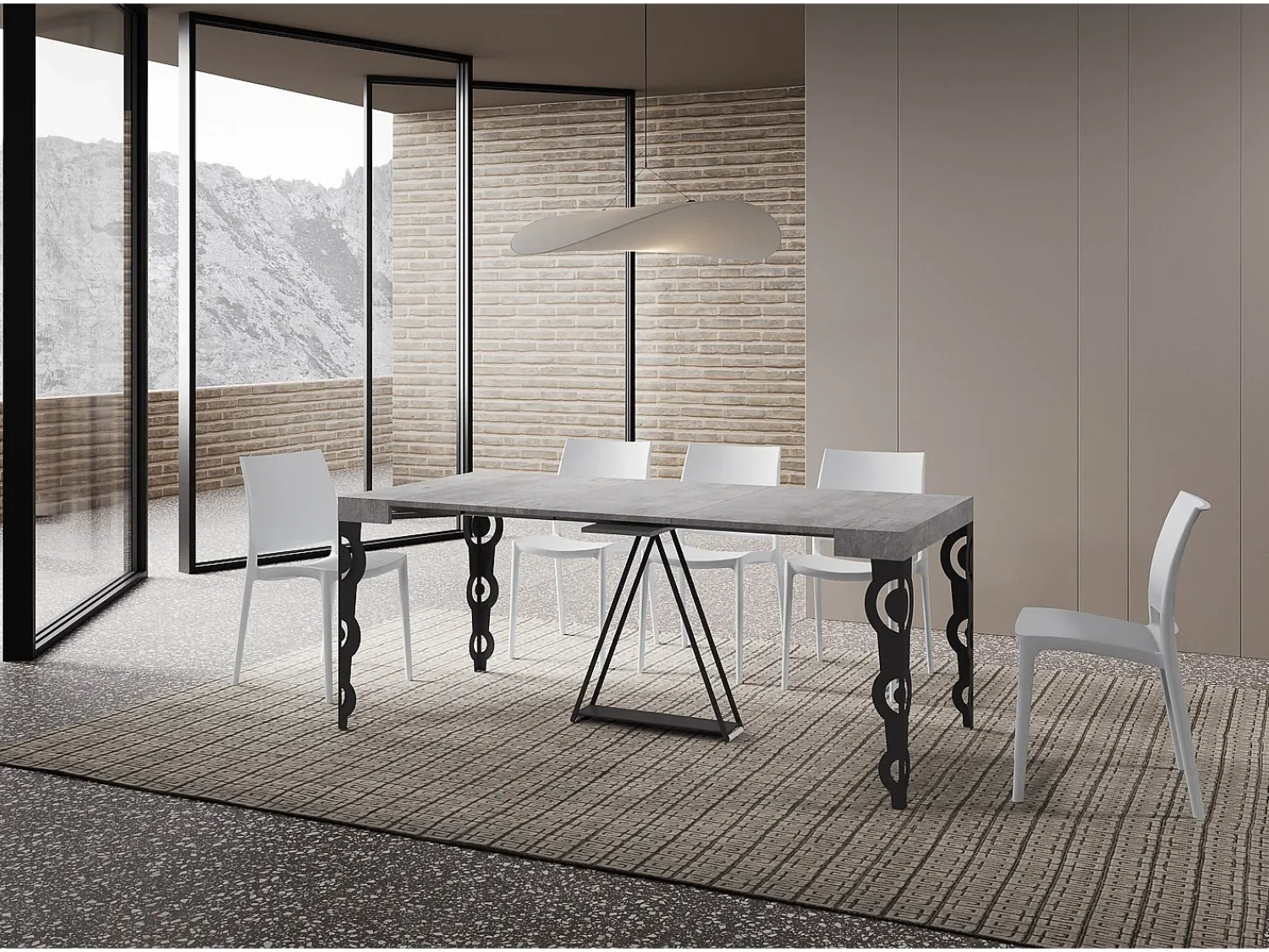 Sale Ityhome Mesa consola extensível 90x40/300cm Aceres cimento quadro antracite Cinzento