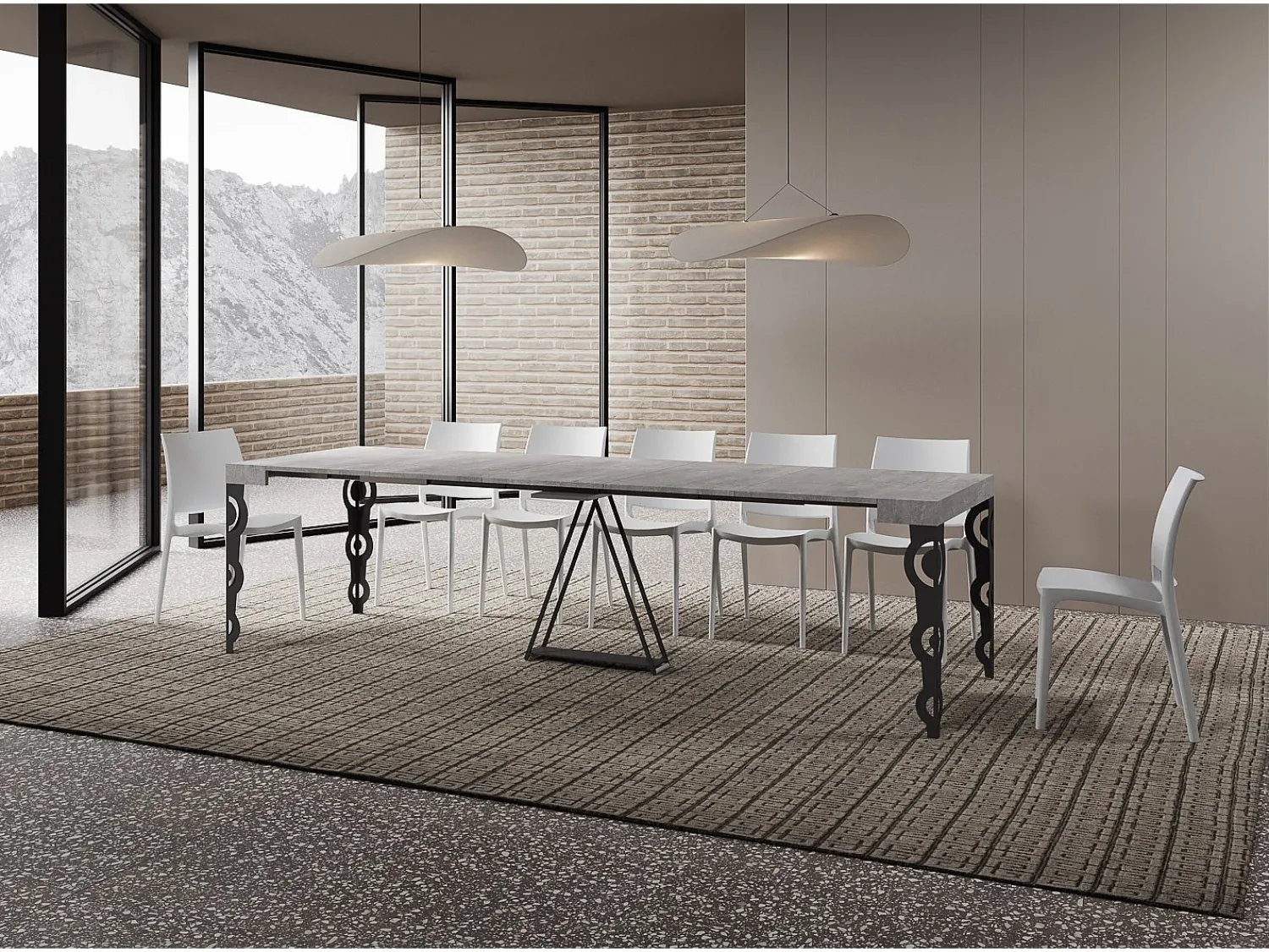 Sale Ityhome Mesa consola extensível 90x40/300cm Aceres cimento quadro antracite Cinzento