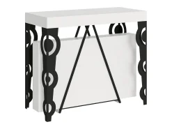 Consola*Ityhome Mesa consola extensível 90x40/300cm Aceres cinza branca quadro antracite Branco