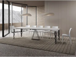 Consola*Ityhome Mesa consola extensível 90x40/300cm Aceres cinza branca quadro antracite Branco