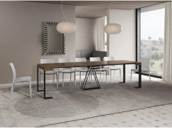 Consola|Ityhome Mesa consola extensível 90x40/300cm Zamat nogueira quadro antracite Castanho