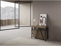 Consola*Ityhome Mesa consola extensível 90x40/300cm Aceres tortora quadro antracite Castanho