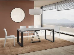 Clearance Ityhome Mesa consola extensível 90x40/300cm Sketa cimento quadro antracite Cinzento