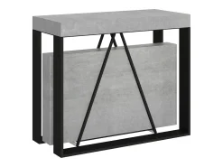 Clearance Ityhome Mesa consola extensível 90x40/300cm Sketa cimento quadro antracite Cinzento