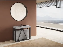 Clearance Ityhome Mesa consola extensível 90x40/300cm Sketa cimento quadro antracite Cinzento
