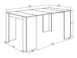 Skraut Home Mesa Consola Extensível, 160x90x77cm, Para 8 pessoas, Mesa de Jantar,^ Consola