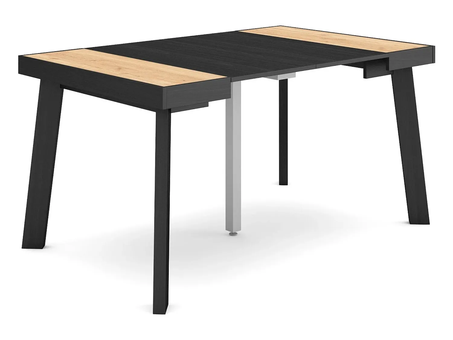 Consola|Skraut Home Mesa Consola Extensível, 140x90x73cm, Para 6 pessoas, Pés de madeira, Carvahlo e preto Natural claro