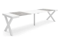 Online Skraut Home Mesa Consola Extensível, 302x90x73cm, Para 14 pessoas, Pés de madeira, e cinzento Branco