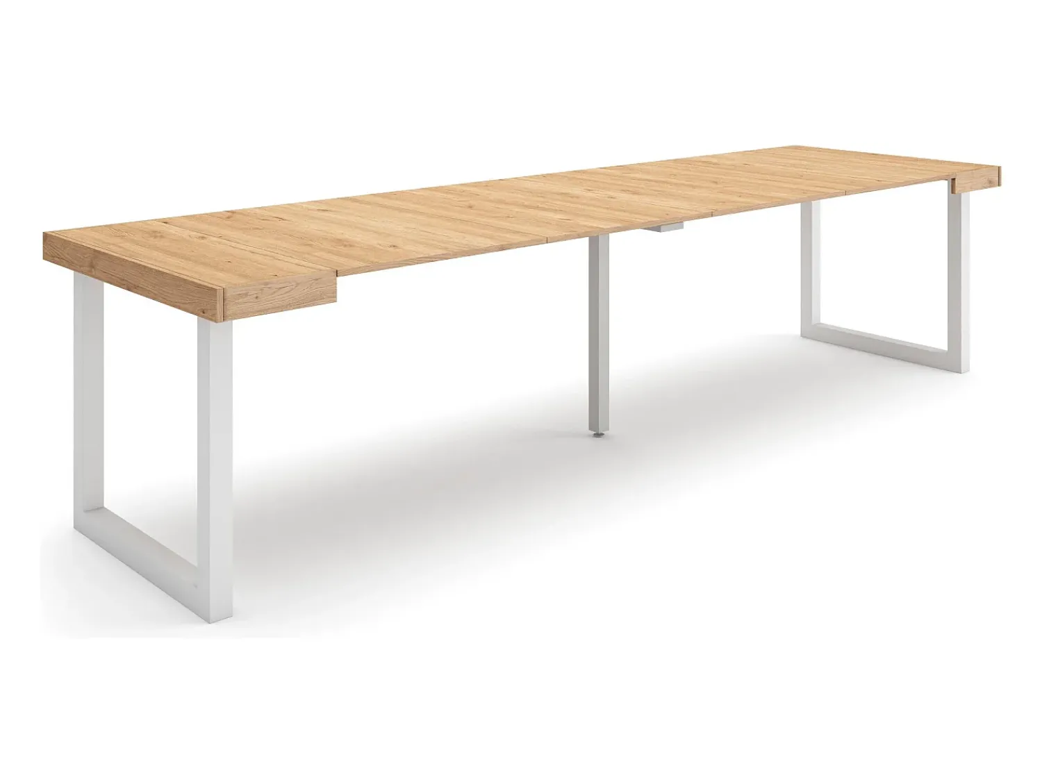Outlet Skraut Home Mesa Consola Extensível, 302x90x73cm, Para 14 pessoas, Pés de madeira, Carvahlo Natural claro