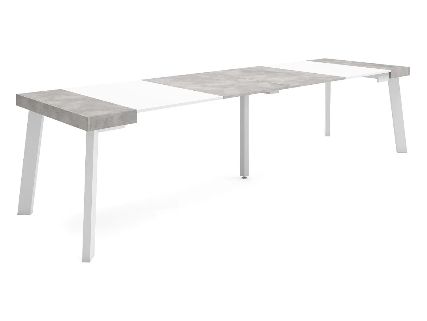 Consola*Skraut Home Mesa Consola Extensível, 302x90x73cm, Para 14 pessoas, Pés de madeira, e cinzento Branco