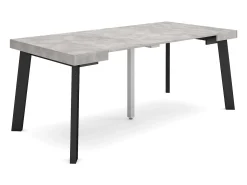 Outlet Skraut Home Mesa Consola Extensível, 180x90x73cm, Para 8 pessoas, Pés de madeira, Cimento Cinzento