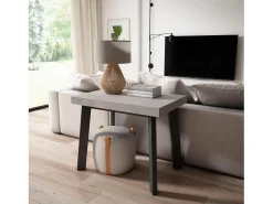 Outlet Skraut Home Mesa Consola Extensível, 180x90x73cm, Para 8 pessoas, Pés de madeira, Cimento Cinzento