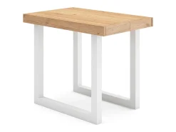 Consola*Skraut Home Mesa Consola Extensível, 222x90x73cm, Para 10 pessoas, Pés de madeira, Carvahlo e branco Natural claro