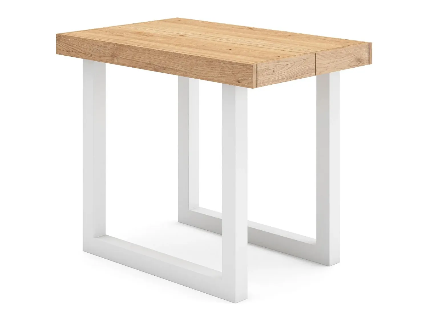 Consola*Skraut Home Mesa Consola Extensível, 222x90x73cm, Para 10 pessoas, Pés de madeira, Carvahlo e branco Natural claro