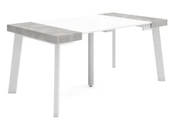 Discount Skraut Home Mesa Consola Extensível, 160x90x73cm, Para 8 pessoas, Pés de madeira, e cinzento Branco