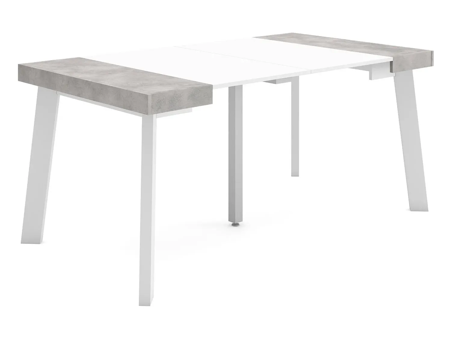 Discount Skraut Home Mesa Consola Extensível, 160x90x73cm, Para 8 pessoas, Pés de madeira, e cinzento Branco